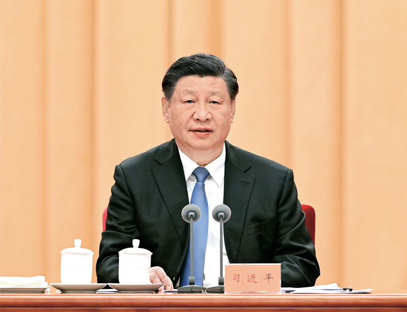 2023年1月9日，中共中央總書記、國(guó)家主席、中央軍委主席習(xí)近平在中國(guó)共產(chǎn)黨第二十屆中央紀(jì)律檢查委員會(huì)第二次全體會(huì)議上發(fā)表重要講話。 新華社記者 張領(lǐng)/攝